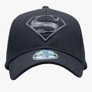 DC Comics Superman All Black Rubber Logo Baseball Cap Black OS NWT